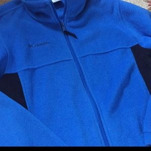 Men's large fleece black\ blue columbia jacket